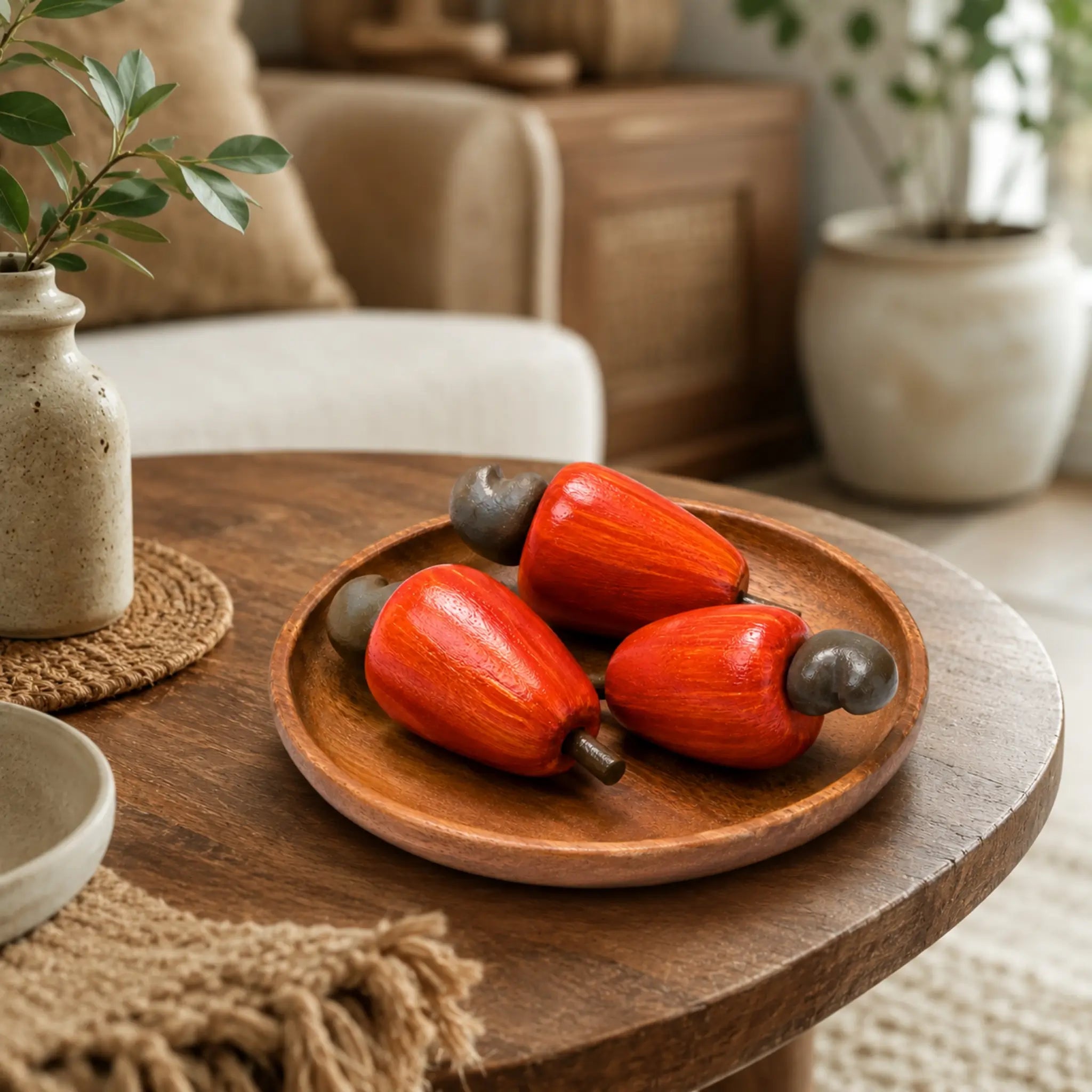 Kit 6 Frutas Decorativas - Madeira