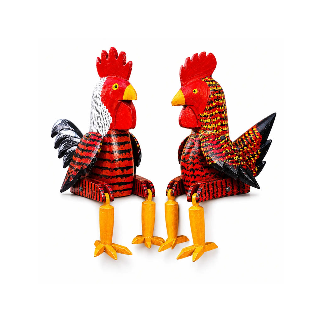 Casal Galo e Galinha Articulado - Kit 2 peças