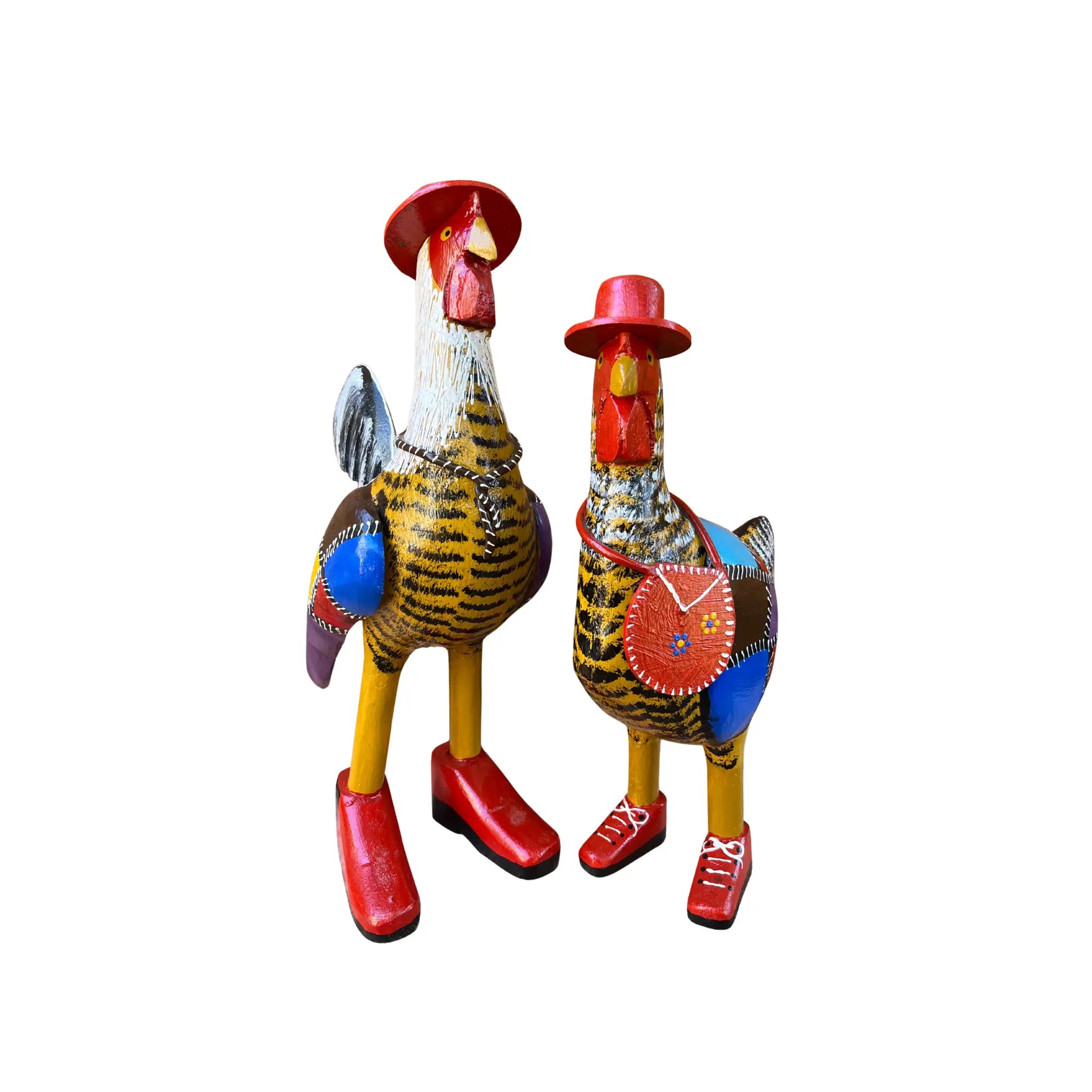 Casal Galo e Galinha com Patchwork - Kit 2 peças