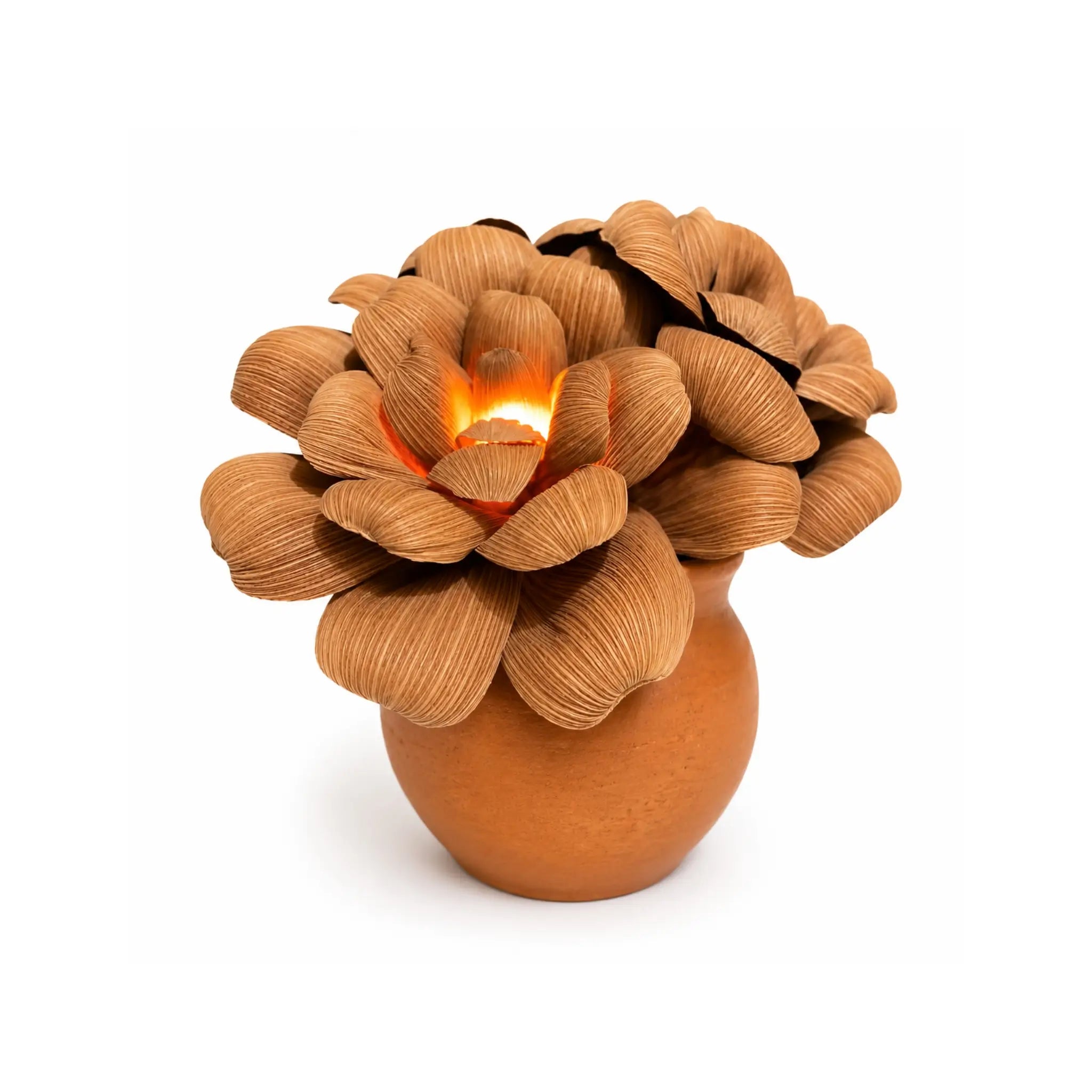 Luminária Vaso de Flores - Palha