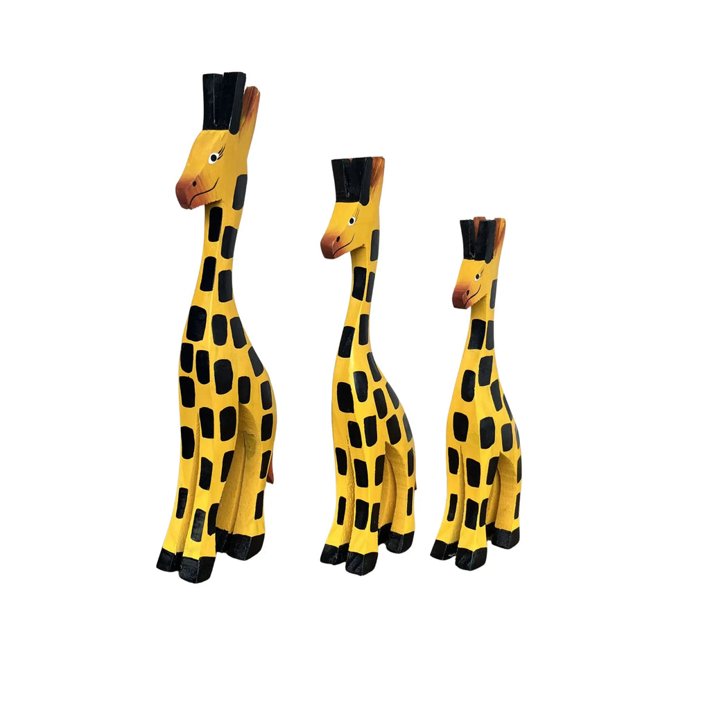 Trio de Girafas de Madeira - Decoração