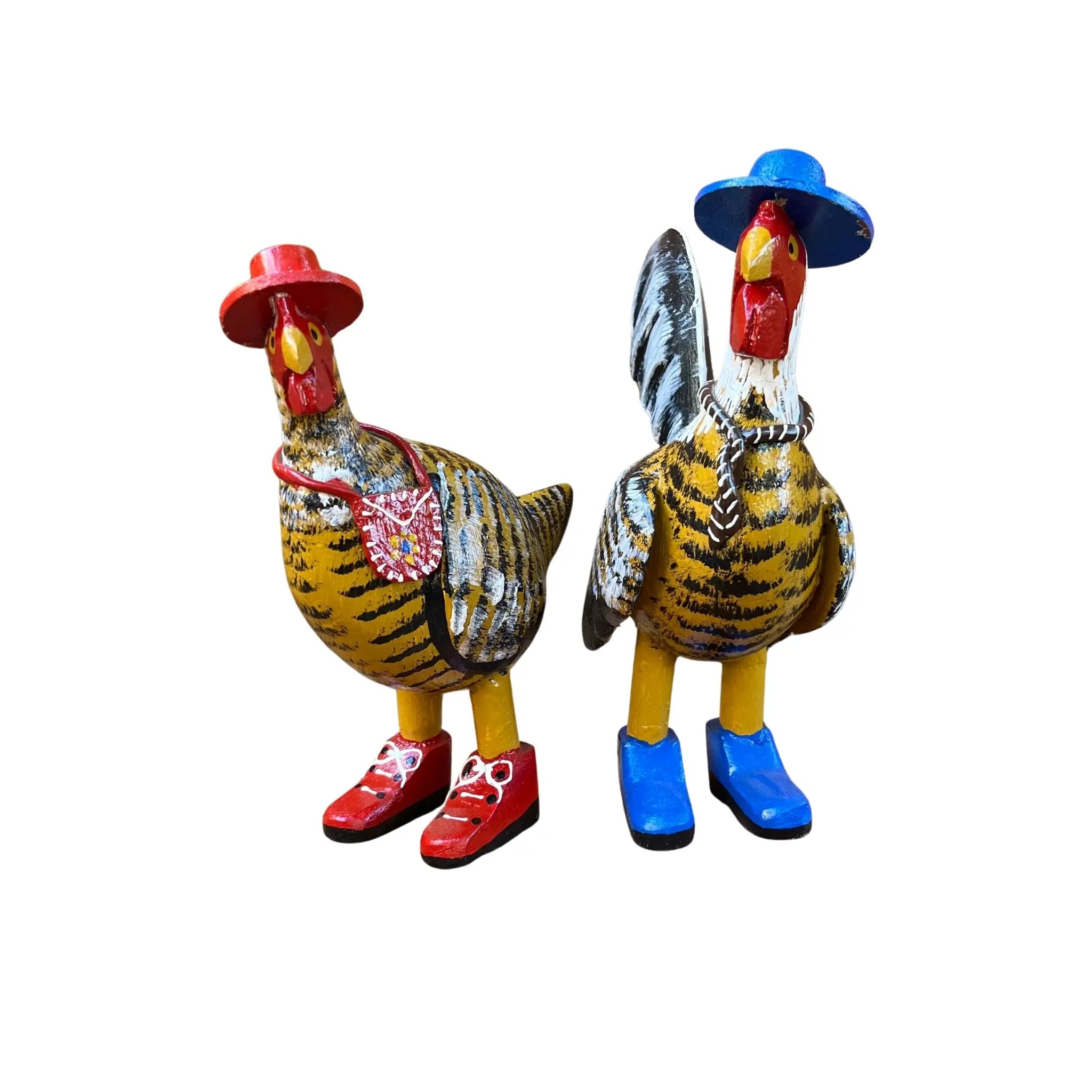 Casal Galo e Galinha Charmosos - Kit 2 peças - Ateliê Vó Adélia