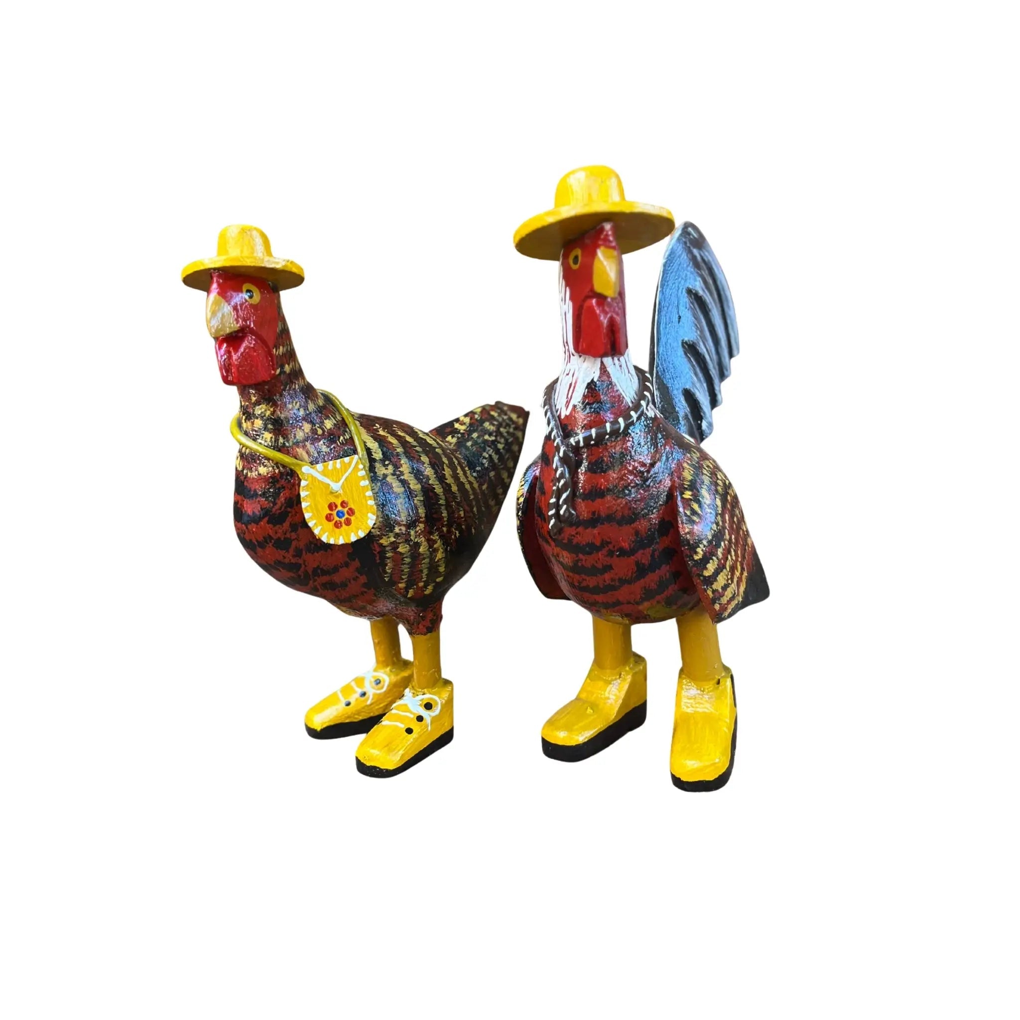 Casal Galo e Galinha Charmosos - Kit 2 peças - Ateliê Vó Adélia