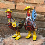 Casal Galo e Galinha Charmosos - Kit 2 peças - Ateliê Vó Adélia