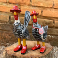 Casal Galo e Galinha Charmosos - Kit 2 peças - Ateliê Vó Adélia