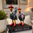 Casal Galo e Galinha Charmosos - Kit 2 peças - Ateliê Vó Adélia