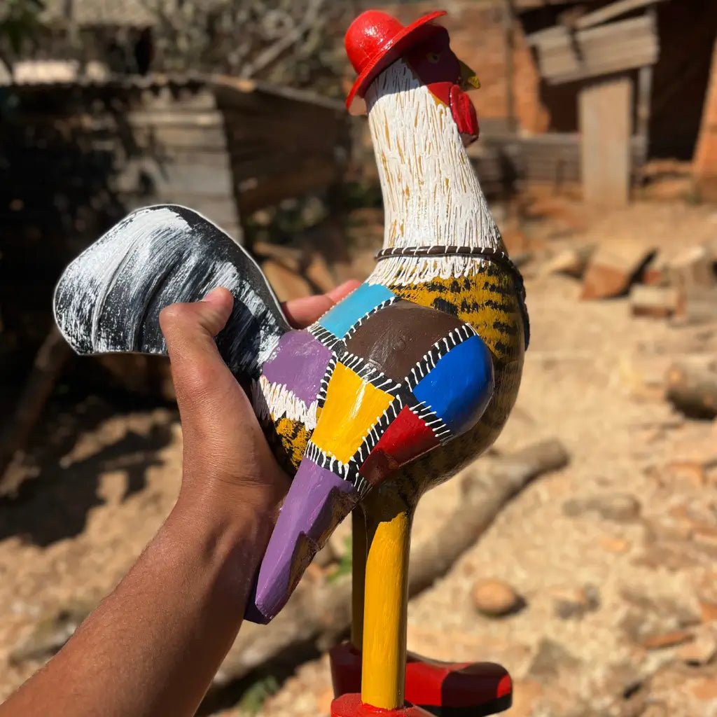 Casal Galo e Galinha com Patchwork - Kit 2 peças - Ateliê Vó Adélia