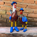 Casal Galo e Galinha com Patchwork - Kit 2 peças - Ateliê Vó Adélia