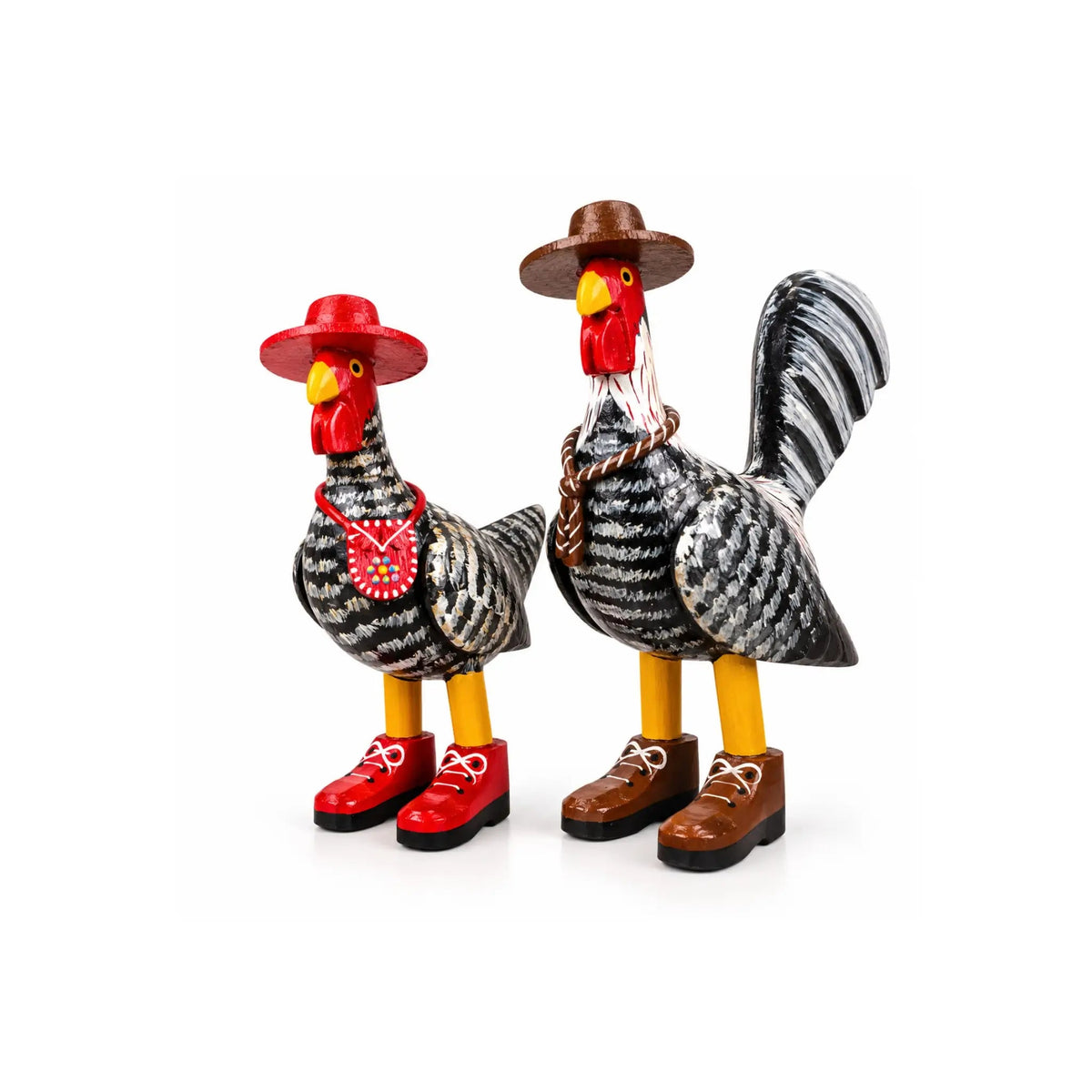 Casal Galo e Galinha de Madeira Decorativo - Ateliê Vó Adélia