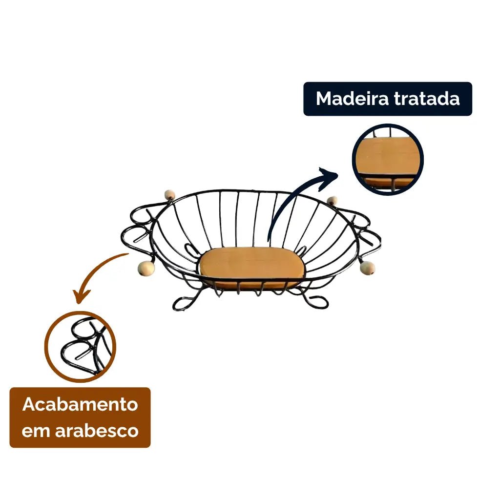 Fruteira de Mesa Oval - Rústica - Ateliê Vó Adélia