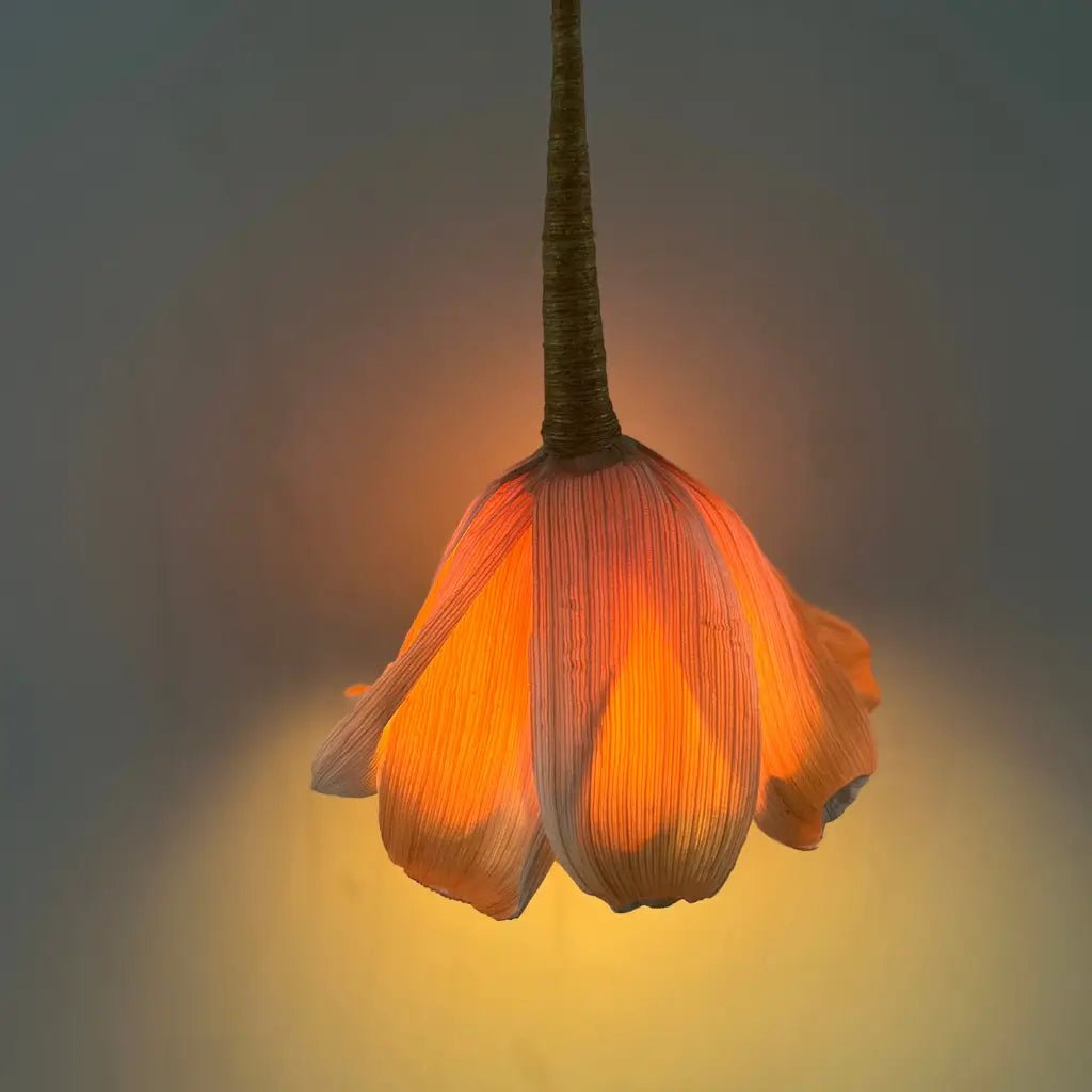 Luminária Flor Única - Palha - Ateliê Vó Adélia