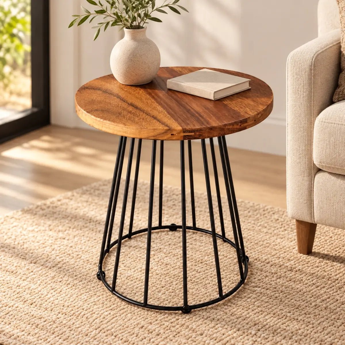 Mesa Lateral Redonda para Sala - 60x45 - Ateliê Vó Adélia