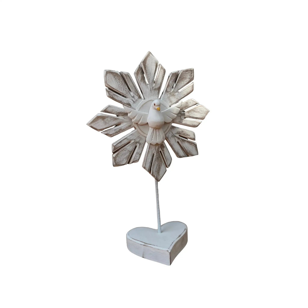 Pedestal com Divino Espírito Santo Pátina - Madeira - Ateliê Vó Adélia