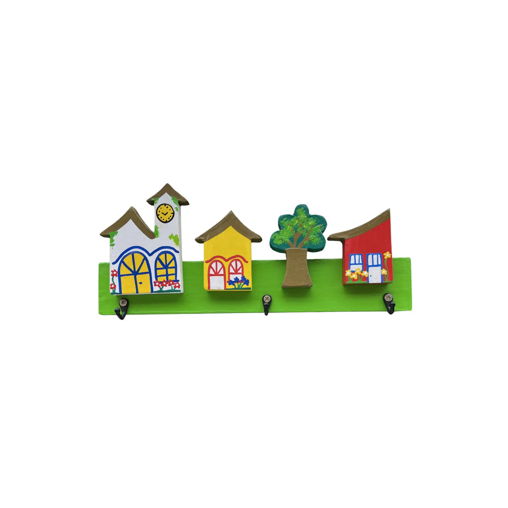 Porta Chaves de Parede com 3 Ganchos - Casas - Ateliê Vó Adélia