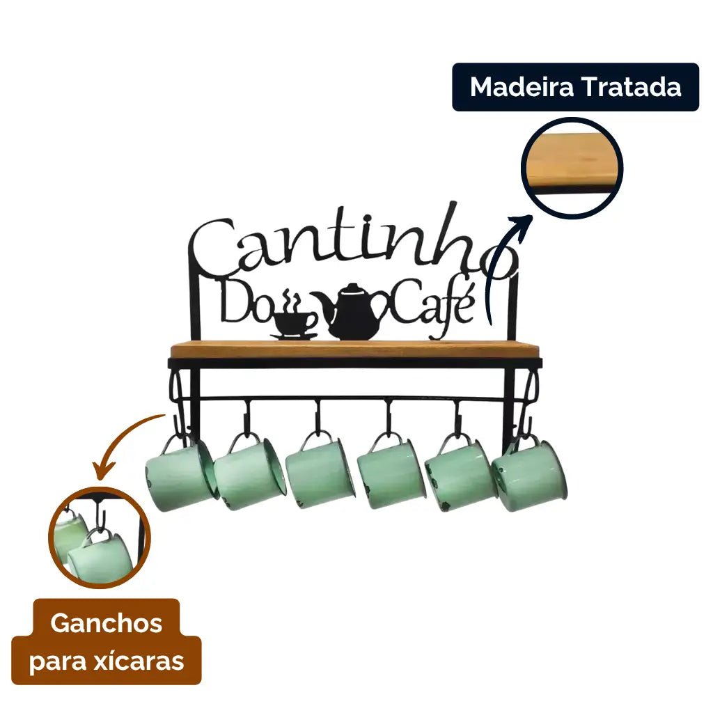 Prateleira de Parede Cantinho do Café - 30x40x15 - Ateliê Vó Adélia