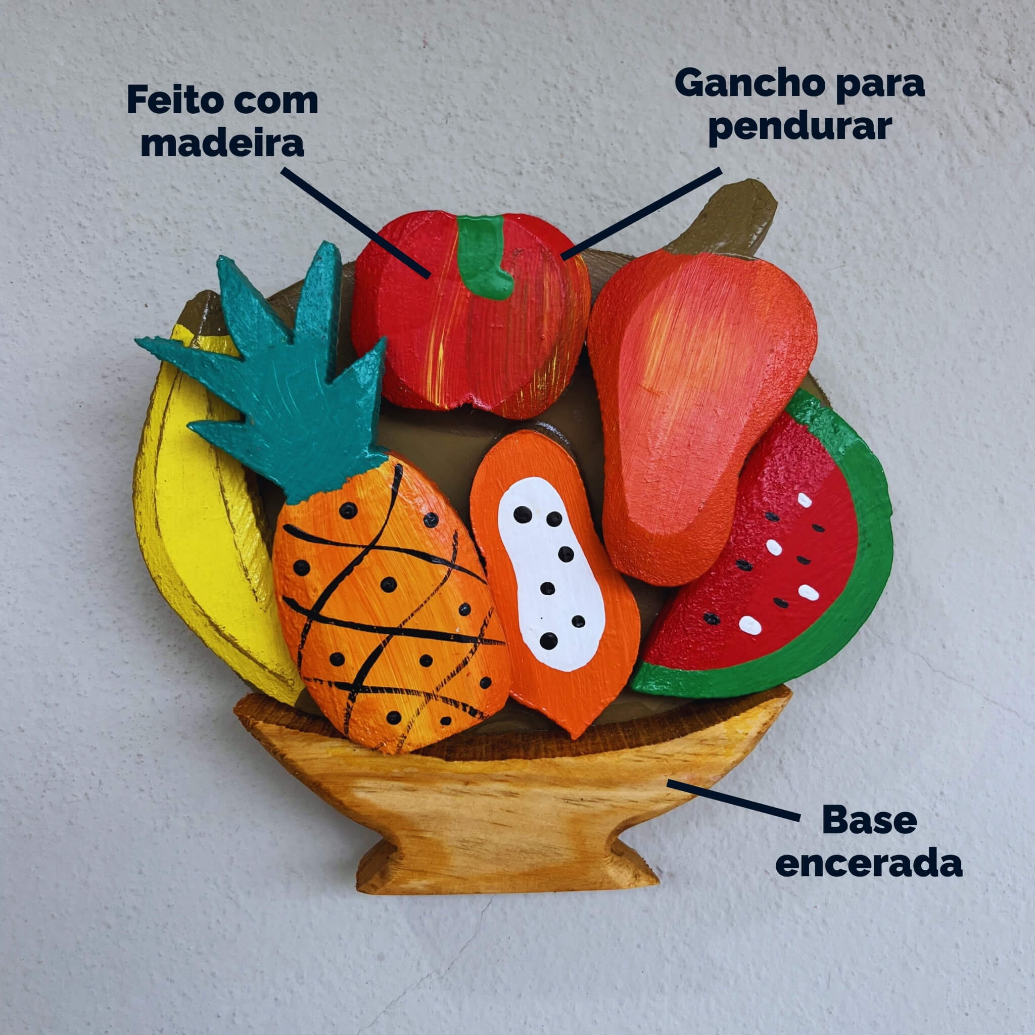 Quadro de Parede Ânfora de Frutas - 16x18x5 - Ateliê Vó Adélia