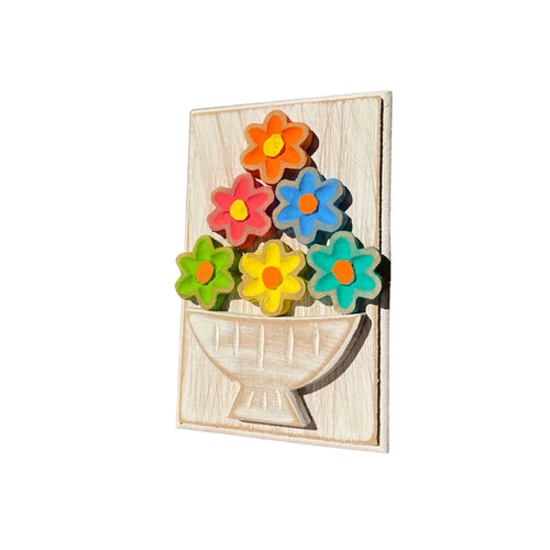 Quadro de Parede com Vaso de Flores - 15X20 - Ateliê Vó Adélia