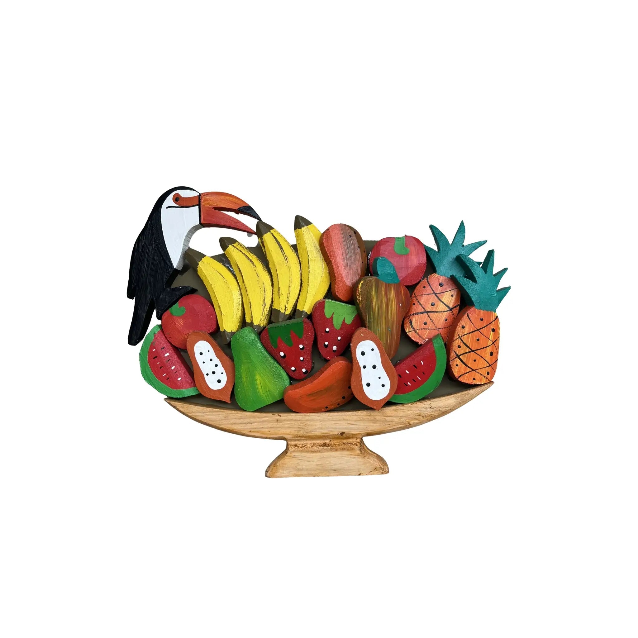 Quadro de Parede Tucano com Frutas - 30x38x16 - Ateliê Vó Adélia