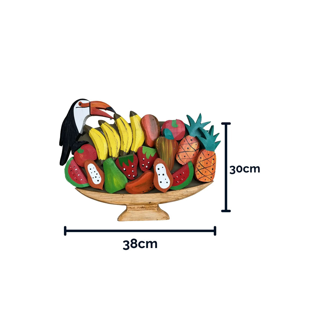 Quadro de Parede Tucano com Frutas - 30x38x16 - Ateliê Vó Adélia