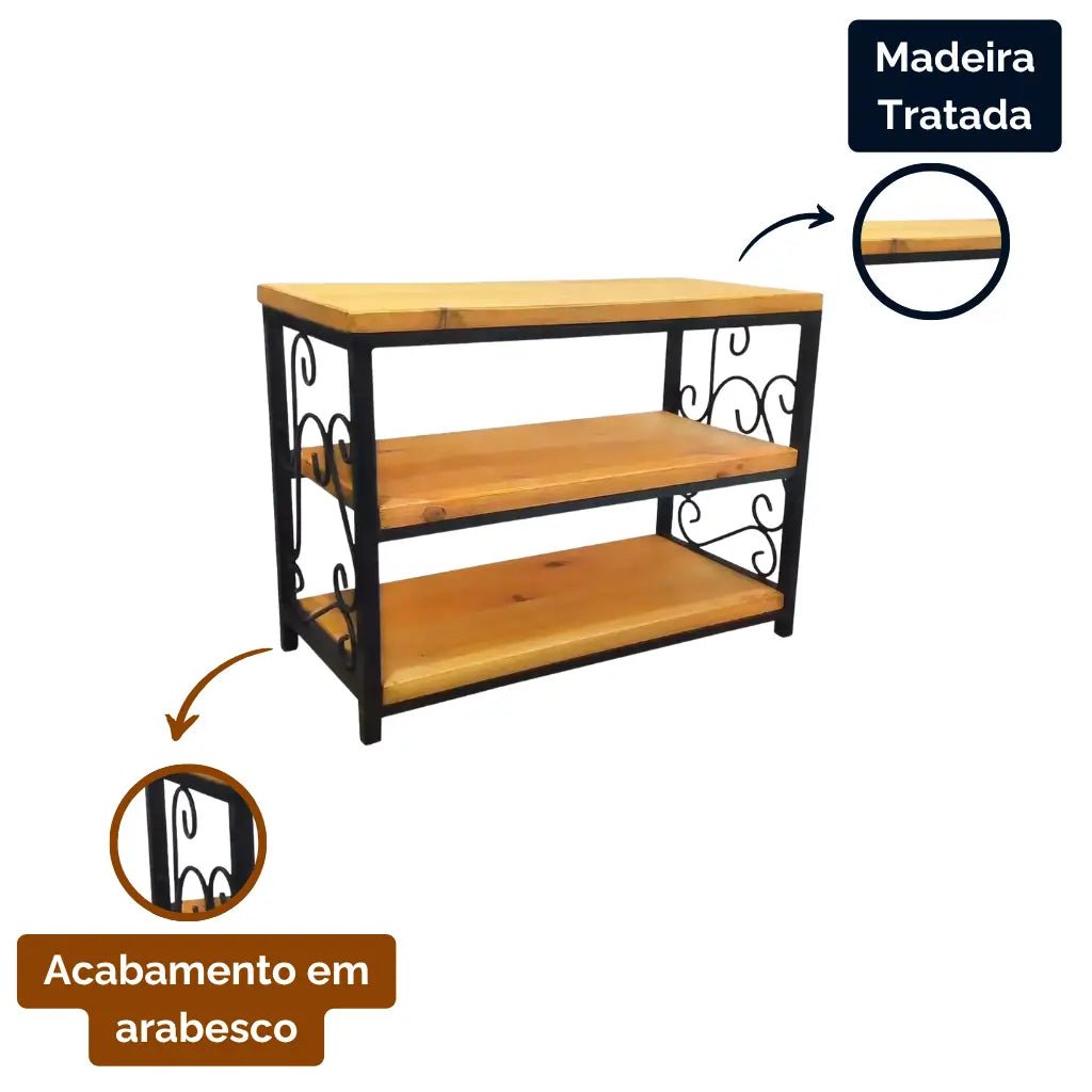 Sapateira Rústica 2 e 3 Andares - Ferro e Madeira - Ateliê Vó Adélia