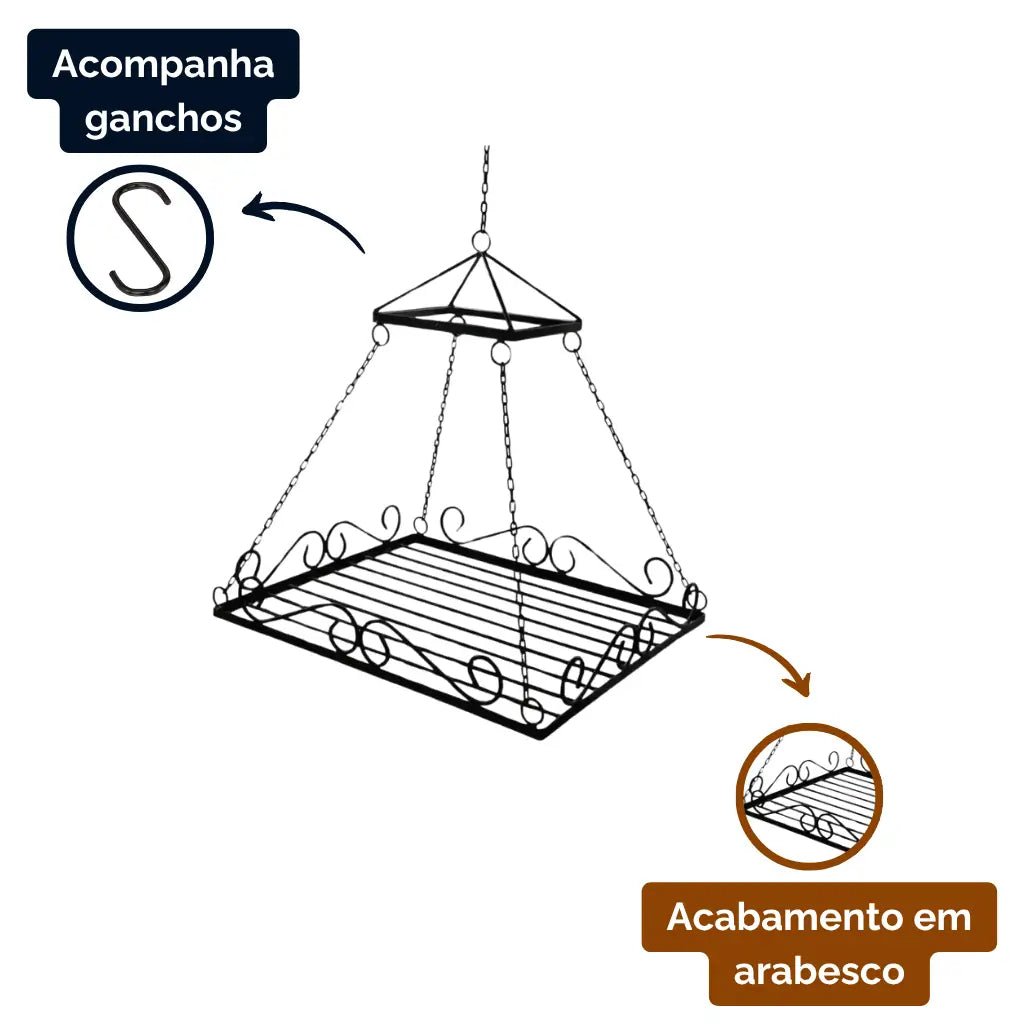 Suporte de Teto em Ferro - Cozinha - Ateliê Vó Adélia