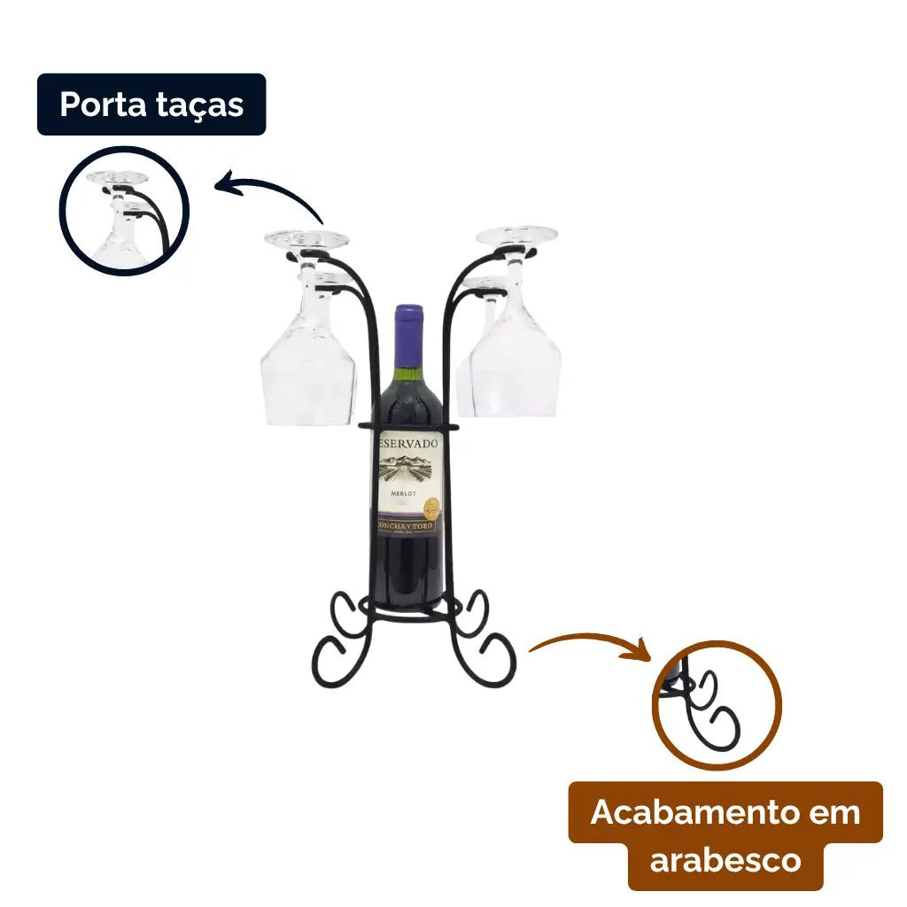Suporte para Vinhos e Taças - Adega - Ateliê Vó Adélia