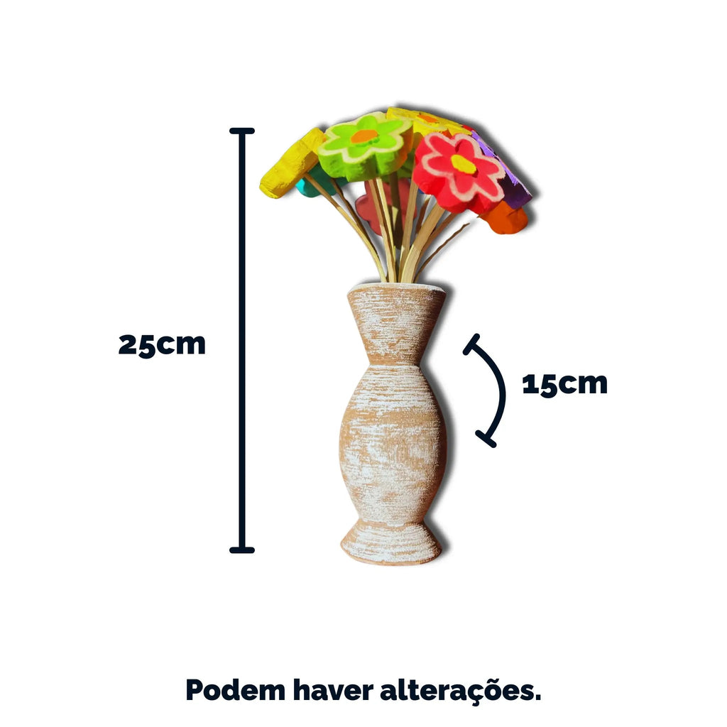 Vaso de Flores - Madeira - Ateliê Vó Adélia